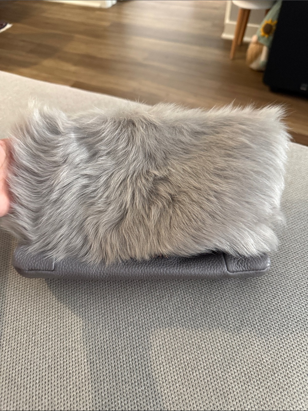 Ted Baker Gray Faux Fur Clutch